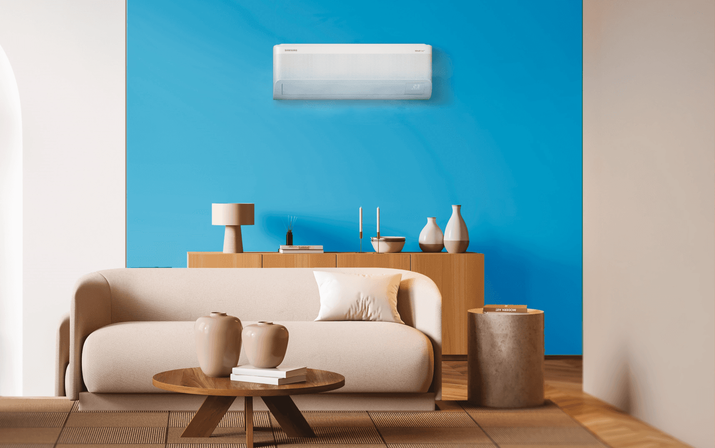 Climatizzatore split Samsung WindFree in un soggiorno