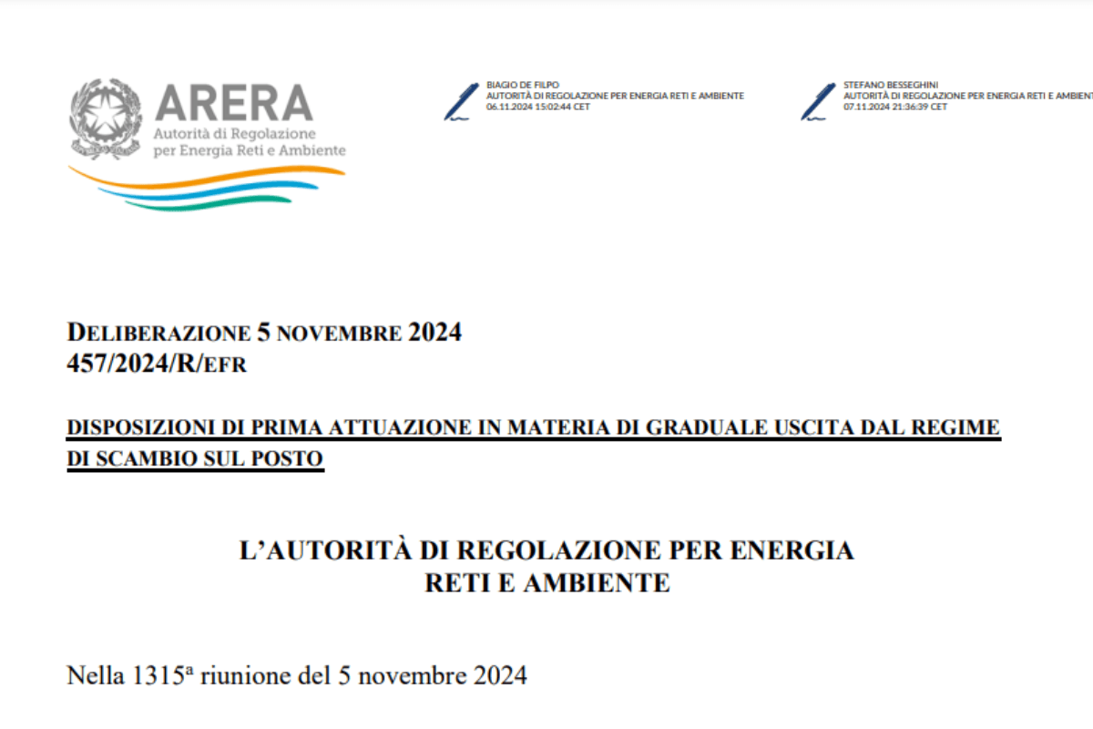 Scambio sul posto a rischio: la nuova delibera ARERA cambia le regole